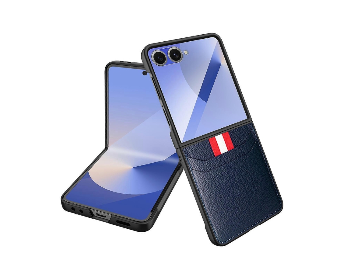 Capa Para Celular Samsung Galaxy Z Flip7 5g Com Película Protetora E Compartimento Para Cartão Em Tecido Integrado, Estampa De Lichia.