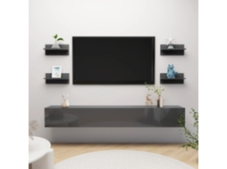 Vidaxl Estantes De Parede 4 Pcs 40x11,5x18 Cm Cinzento Brilhante