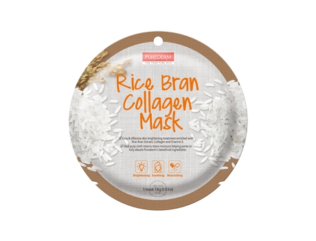 Máscara Facial Purederm De Colágeno De Farelo De Arroz, 18g