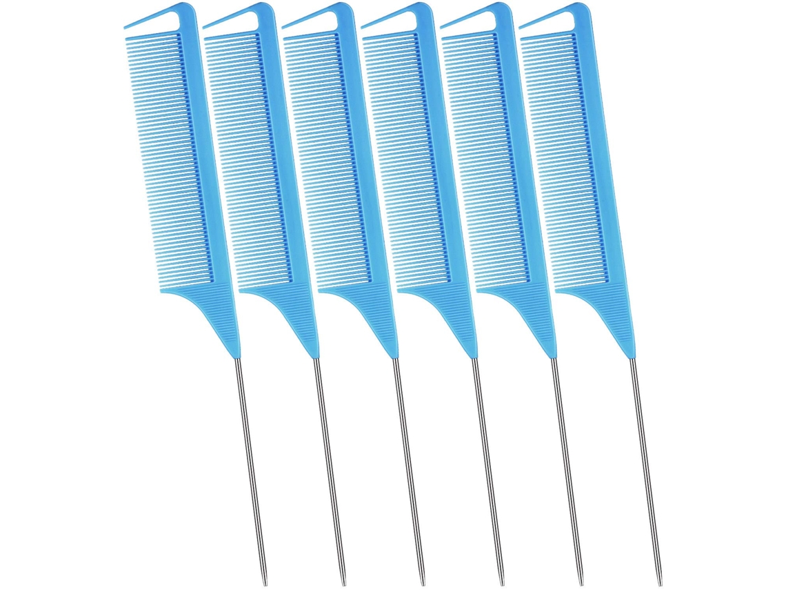Peças Pente para Partida de Cabelo de Aço Inoxidável Pente de Cauda de Rato Pente de Cauda de Rato Pentes para Corte de Cabelo Penteado Estilo Azul-6