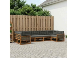 Vidaxl Conjunto De Sofás Para Exterior 7 Unid. Natural E Antracite