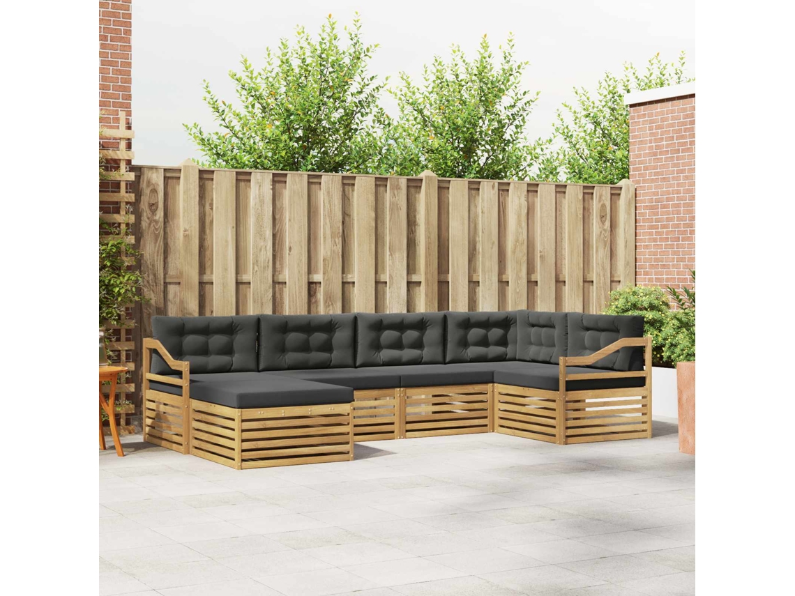 Vidaxl Conjunto De Sofás Para Exterior 6 Unid. Branco E Antracite