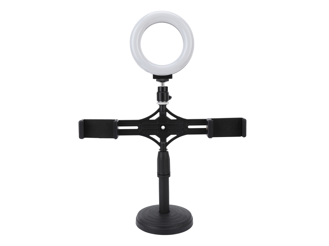 Luz de Anel Led EOOCOO (2 Suportes para Telefone, Ajuste de Brilho em 10 Níveis)