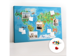 Painel De Cortiça Para Parede Mapa De Desenhos Animados Para O Corredor Espelharte (120x80 Cm)