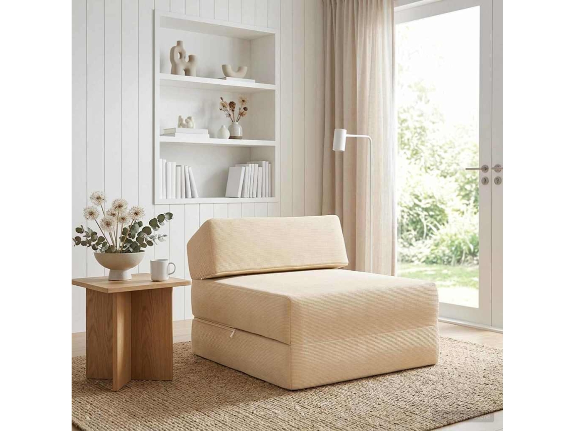 Vidaxl Sofá Cama Dobrável Creme 60 X 70 X 41 Cm Tecido