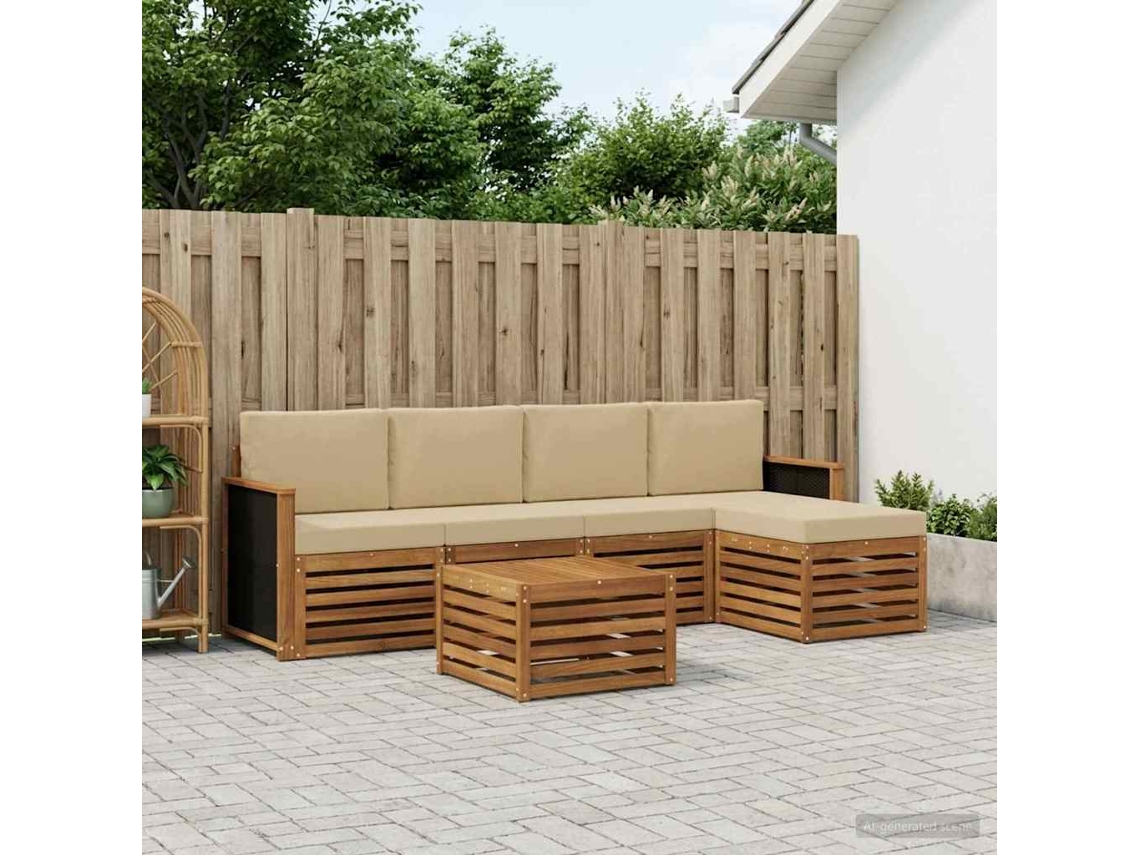 Vidaxl Conjunto De Sofás Para Exterior 6 Unid. Natural E Bege