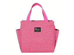 (rosa) Bolsa Térmica Reforçada Para O Almoço Com Bolsos Laterais E Inclui Uma Bolsa De Gelo Portátil.