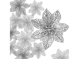 Conjunto de 36 Flores Natal Artificiais com Glitter, Tamanhos 8 /10/15 Cm BRILVIBERA (klb)