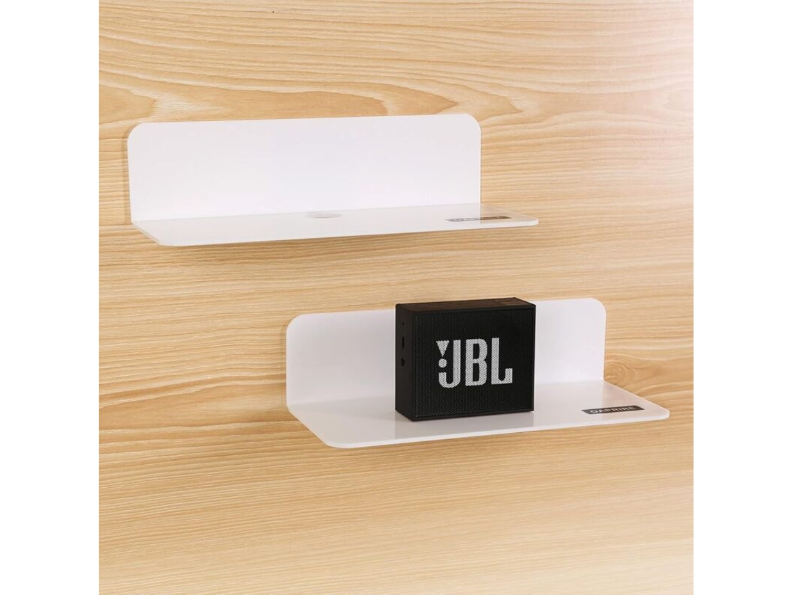 Conjunto de 2 Prateleiras Parede em Acrílico Branco com Presilhas para Cabos, Ideais Quarto, Banheiro, Cozinha, Sala Estar Ou Esc AQUAFORGE