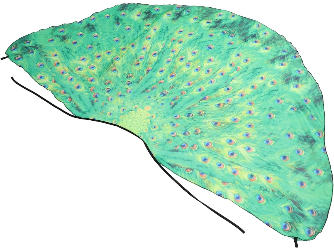Capa De Musselina Com Estampa De Pavão Verde, Tamanho Grande 197x130 Cm, Xale Leve E Versátil.