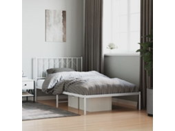 Vidaxl Estrutura De Cama Em Metal Com Cabeceira 107x203 Cm Branco