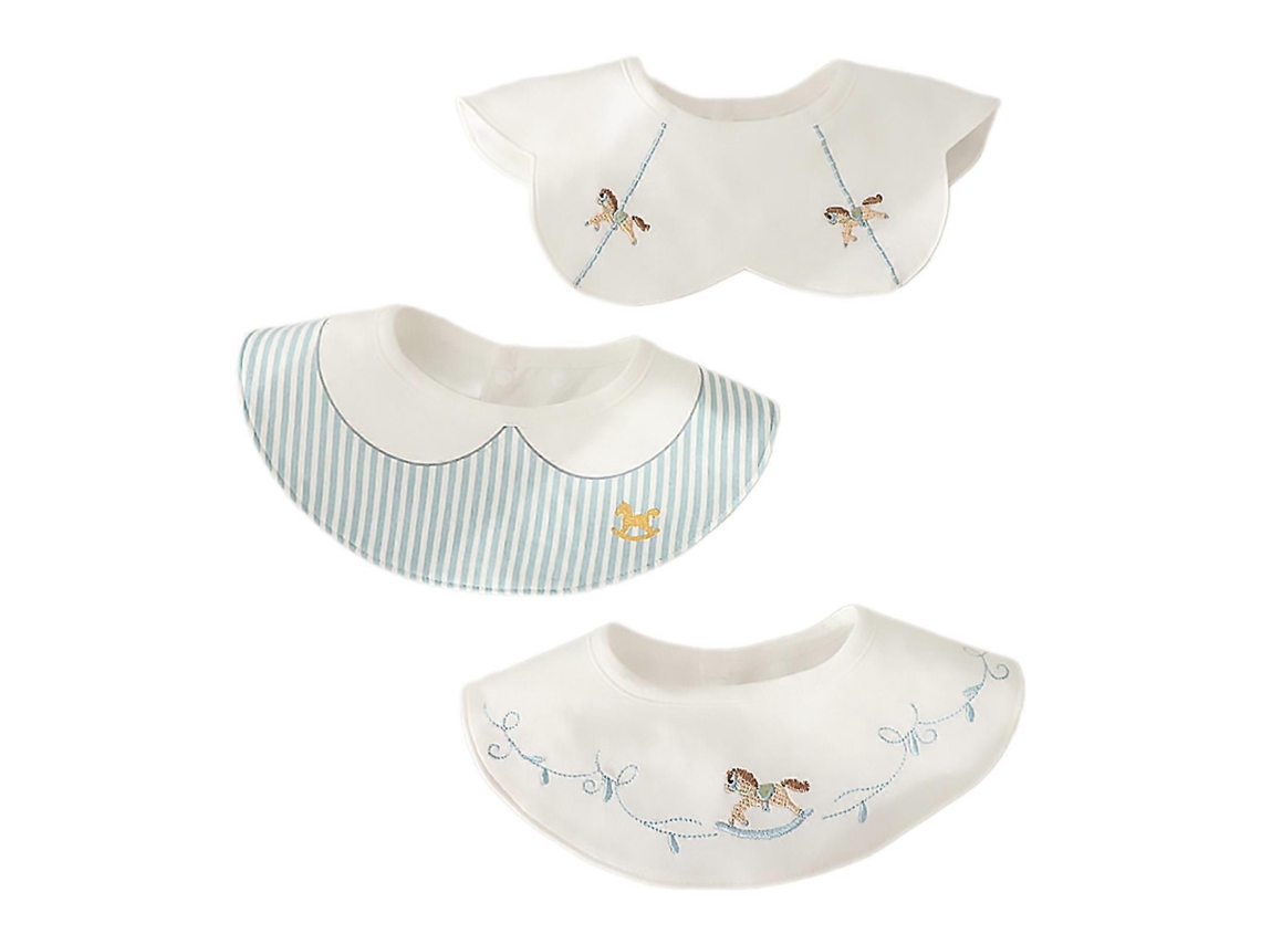 Conjunto De 3 Babadores Infantis Impermeáveis, Bordados Em Algodão, Respiráveis ​​e Modernos, Ideais Para Crianças De 6 Meses A 3 Anos.