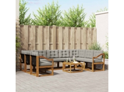 Vidaxl Conjunto De Sofás Para Exterior 10 Pcs Cinza Natural E Claro