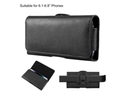 Estojo Horizontal Para Celular Haweel De 6,1 A 6,8 Polegadas Em Couro Com Textura De Lichia, Com Clipe Para Cinto (preto)
