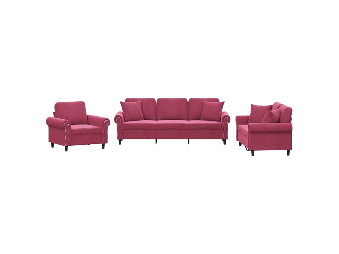 Sofa Set, Sofa Sets Vidaxl Vermelho Veludo (n/a)