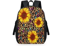 Mochila Tropicallife com Estampa de Girassol e Leopardo (32.5x15x44.9 cm)
