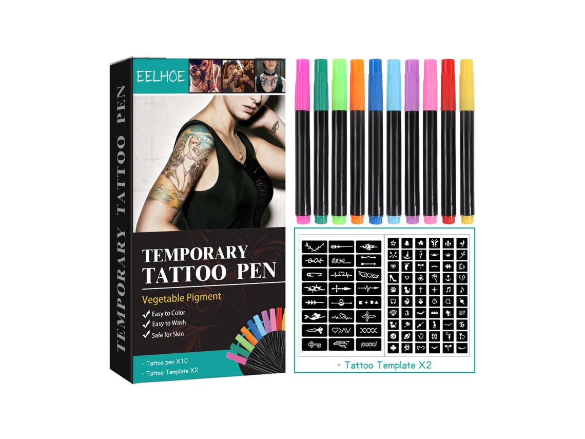 Canetas Tatuagem Temporária Eelhoe Multicolor