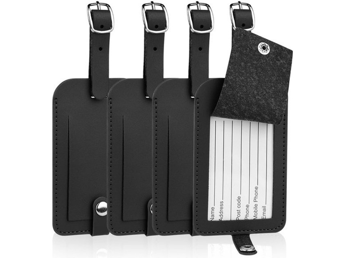 4 Stuks Leren Bagagelabels, Leren Bagagelabels, Koffer Naam Id-kaart Labelset, Leren Labels Reis Handtas Accessoires Voor Het Voorkomen Van Verlies Va