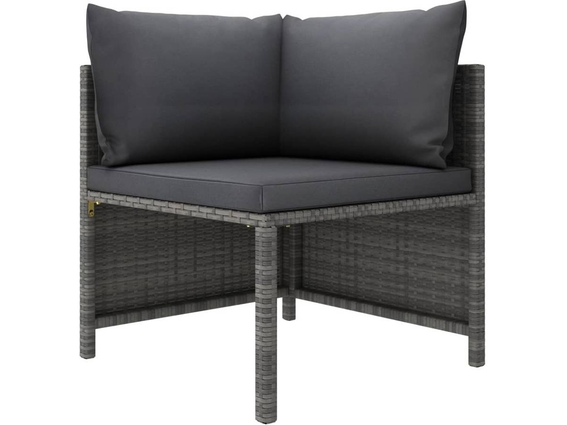 vidaXL 4 pcs conjunto sofás de jardim c/ almofadões vime PE cinzento