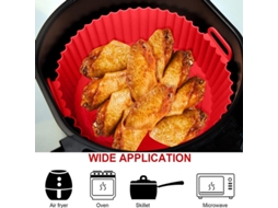 Forma De Silicone Reutilizável Para Air Fryer (8.5 Polegadas, Vermelho) - Antiaderente, Resistente Ao Calor
