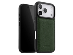 Capa Reforçada Para Iphone 17 Pro Em Couro Granulado Com Bordas Salientes