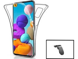 Kit Capa + Suporte Magnético L Samsung Samsung Galaxy A12 G4M Transparente e Branco