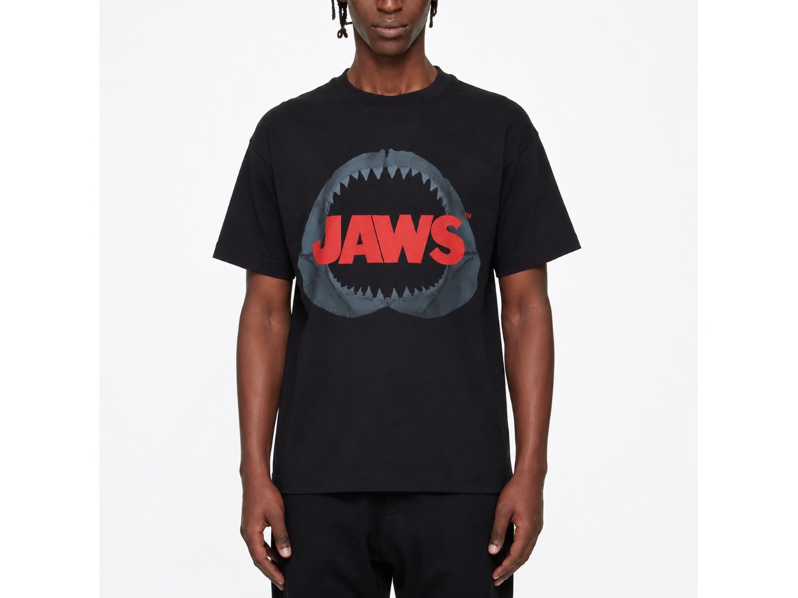 Rockinstone Jaws Movie Shark Jaw Black Adult T-shirt Size:l