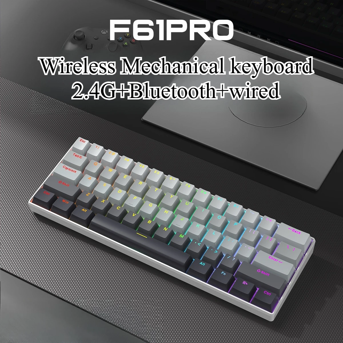 Teclado Mecânico Sem Fio Bluetooth (preto) Com Design Rgb, Compatível Com Ipad Mini