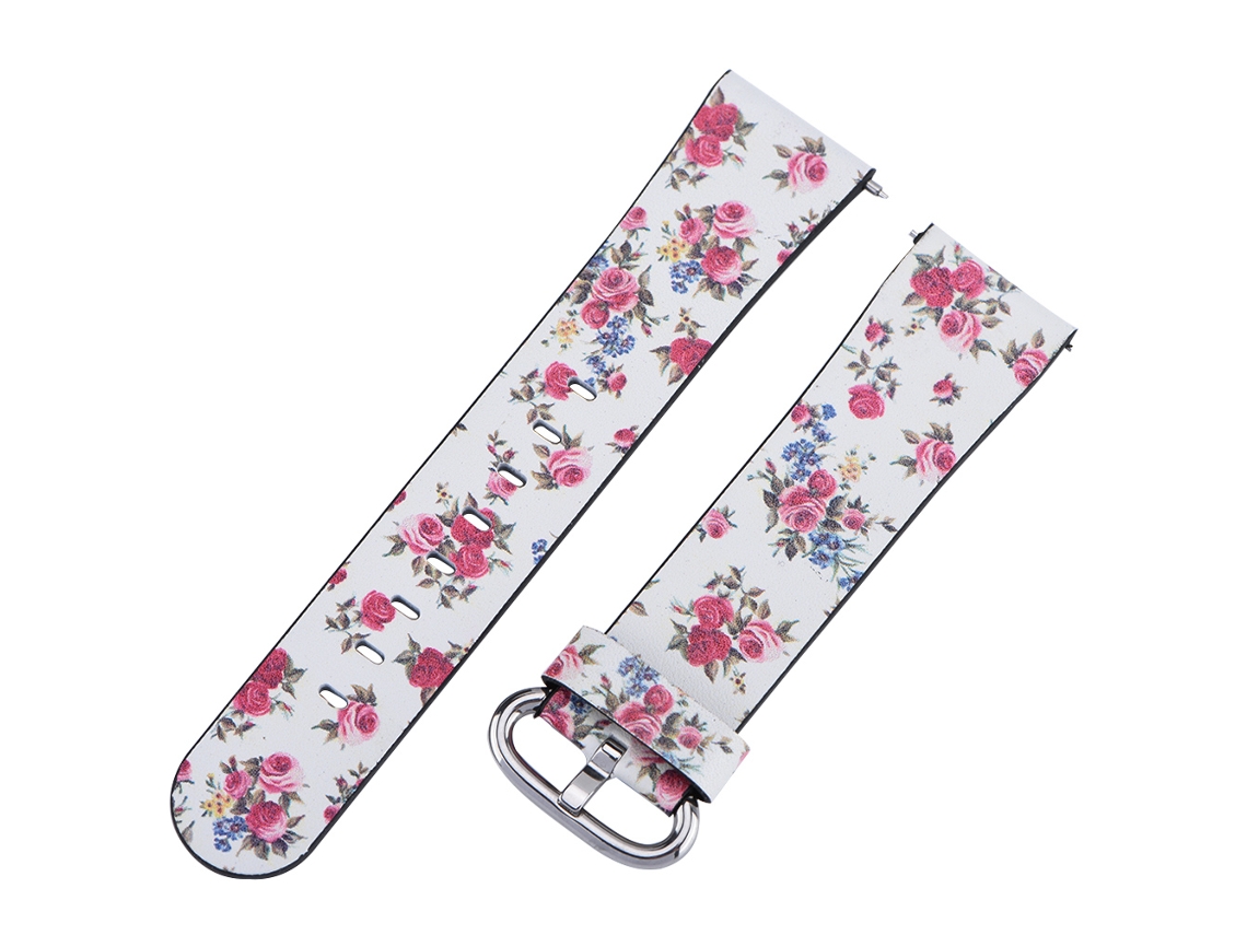 Cinto de Relógio Cinto de Couro Impresso Fitbit Versa (flor Branca) EOOCOO (material de Couro, Design Impresso)