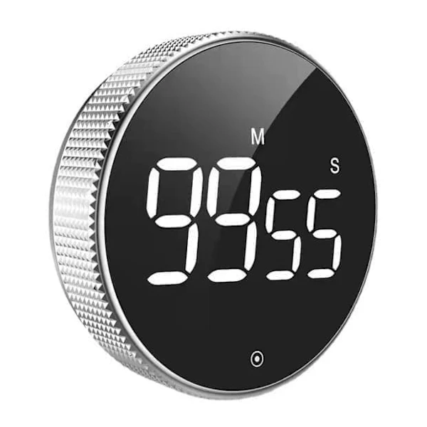 Temporizador Digital De Cozinha, Visor Led, Acabamento Prateado, Para Cozinhar, Assar E Controlar O Tempo Em Tarefas Domésticas