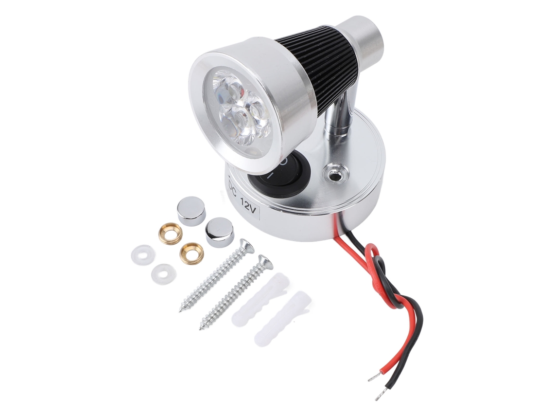 Luz de Leitura Led 5500k Spotlights para Rv Quartos Cabeceira Armário Cc12v 3w S/MARCA