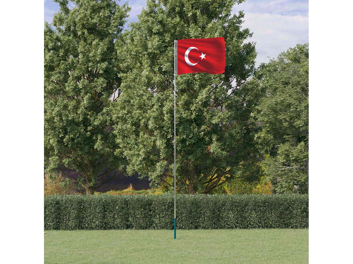 Vidaxl Bandeira Da Turquia E Mastro 5,5 M Alumínio