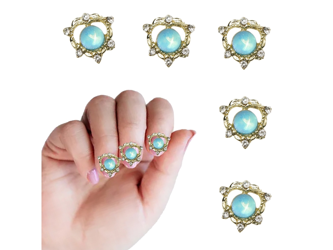 15 Brocas de Zirconia Formato de Coração Cores Branco Rosa Laranja e Azul Lago Ornamentos para Unhas NEVEANCE