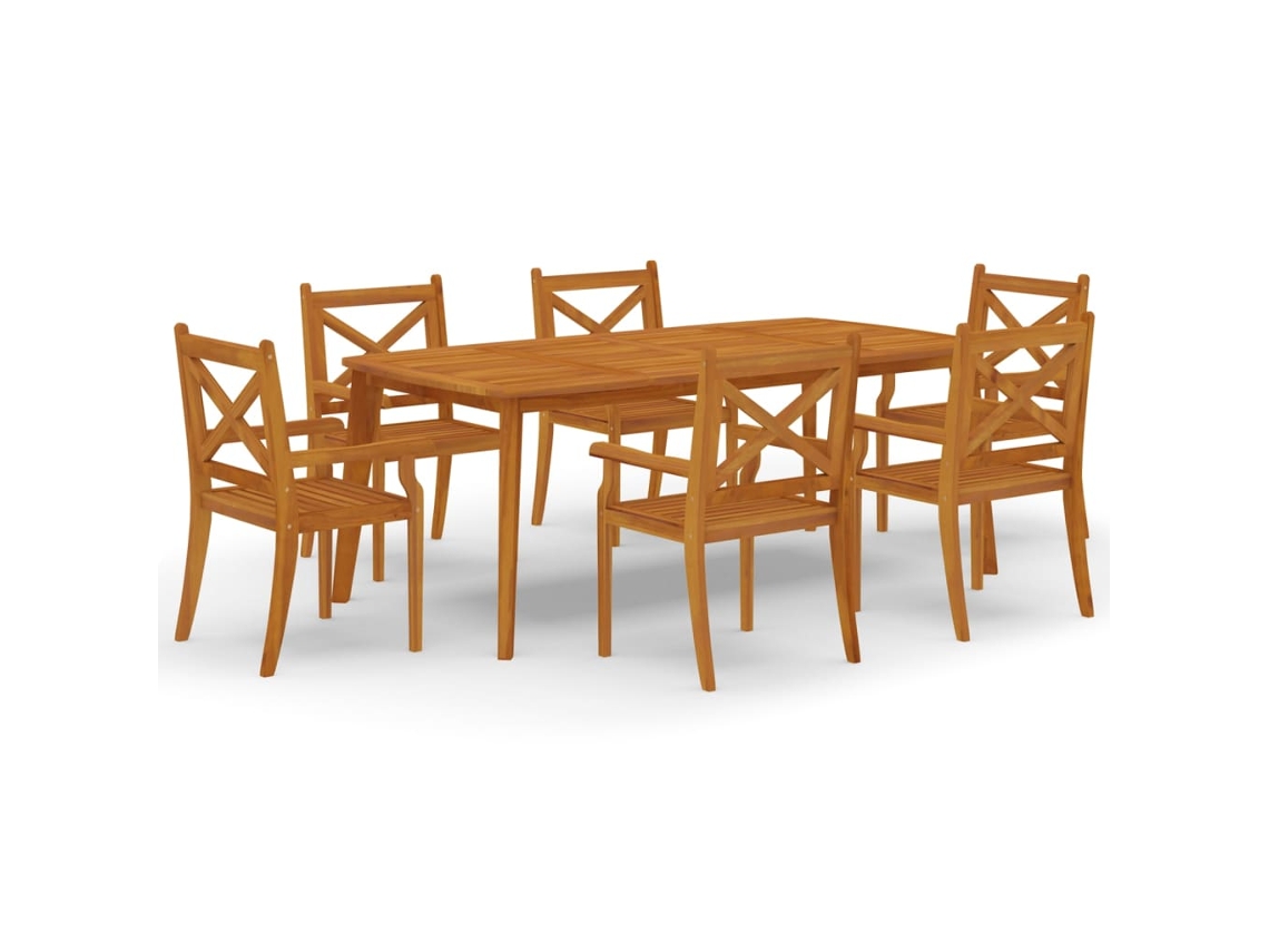 Garden Dining Set, Garden Dining Sets Vidaxl Marrom Madeira De Acácia (mesa Com 200 Cm De Comprimento)