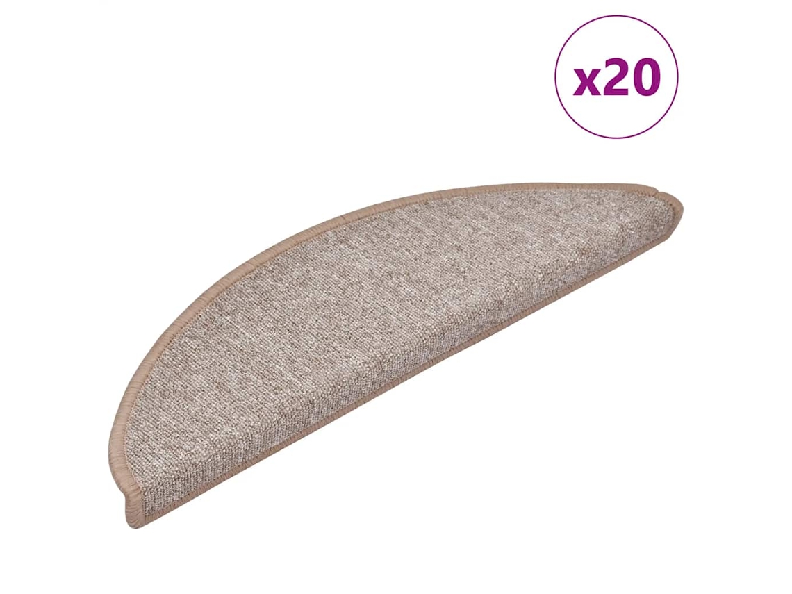 Vidaxl Tapetes De Escada 20 Peças 56x17x3 Cm Marrom Claro Semicircular