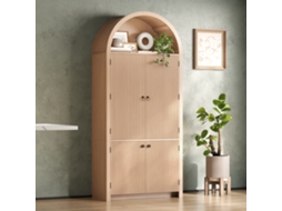 Armário Abaulado 180×80×40cm, Vitrine E Móvel Para Vinho Com Prateleiras De Porta Imitação Madeira Para Todos Os Espaços