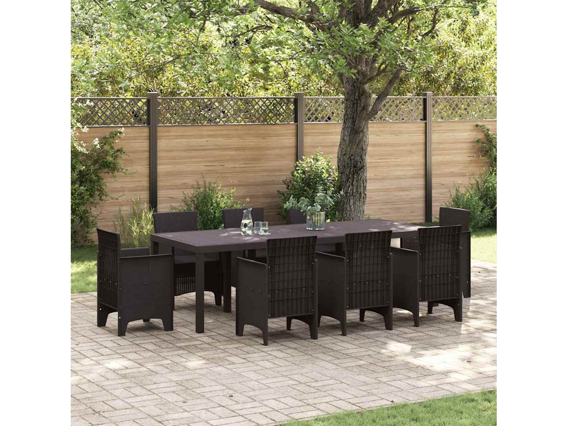 Vidaxl Mesa De Jardim Castanho 250 X 100 X 73 Cm Vime Pe