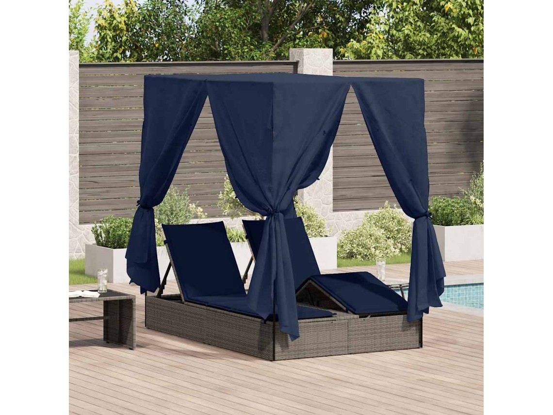 Vidaxl Espreguiçadeira Dupla Preto 205 X 129 X 200 Cm Vime Pe