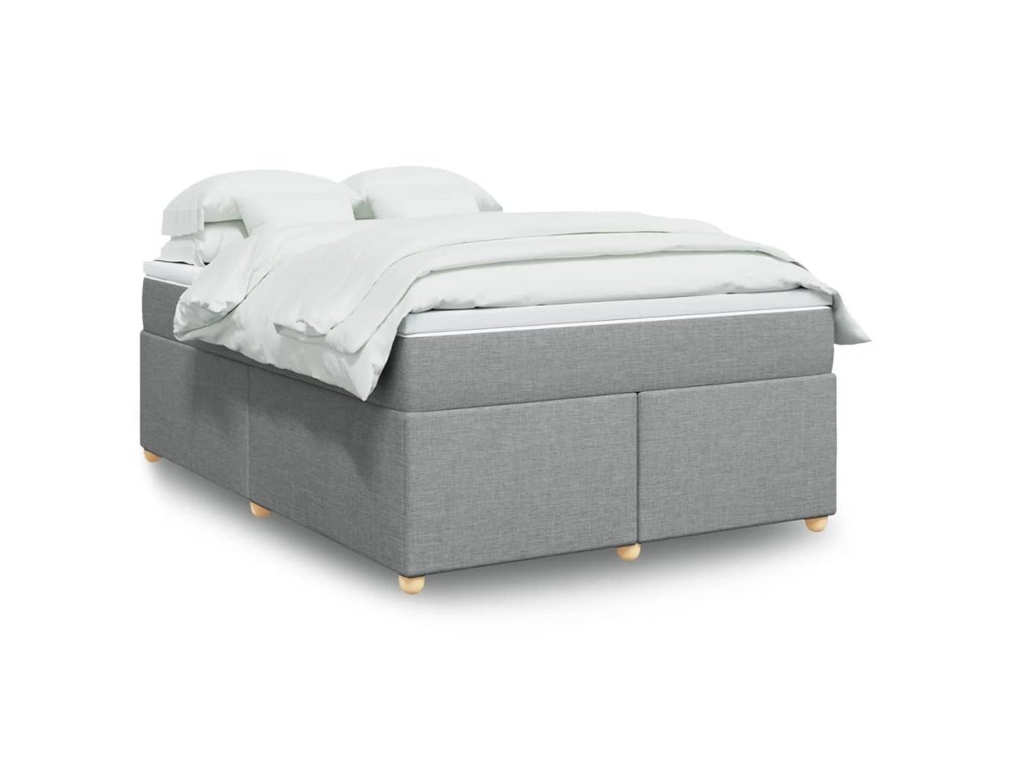 Vidaxl Cama Com Molas/colchão 140x190 Cm Tecido Cinzento-claro