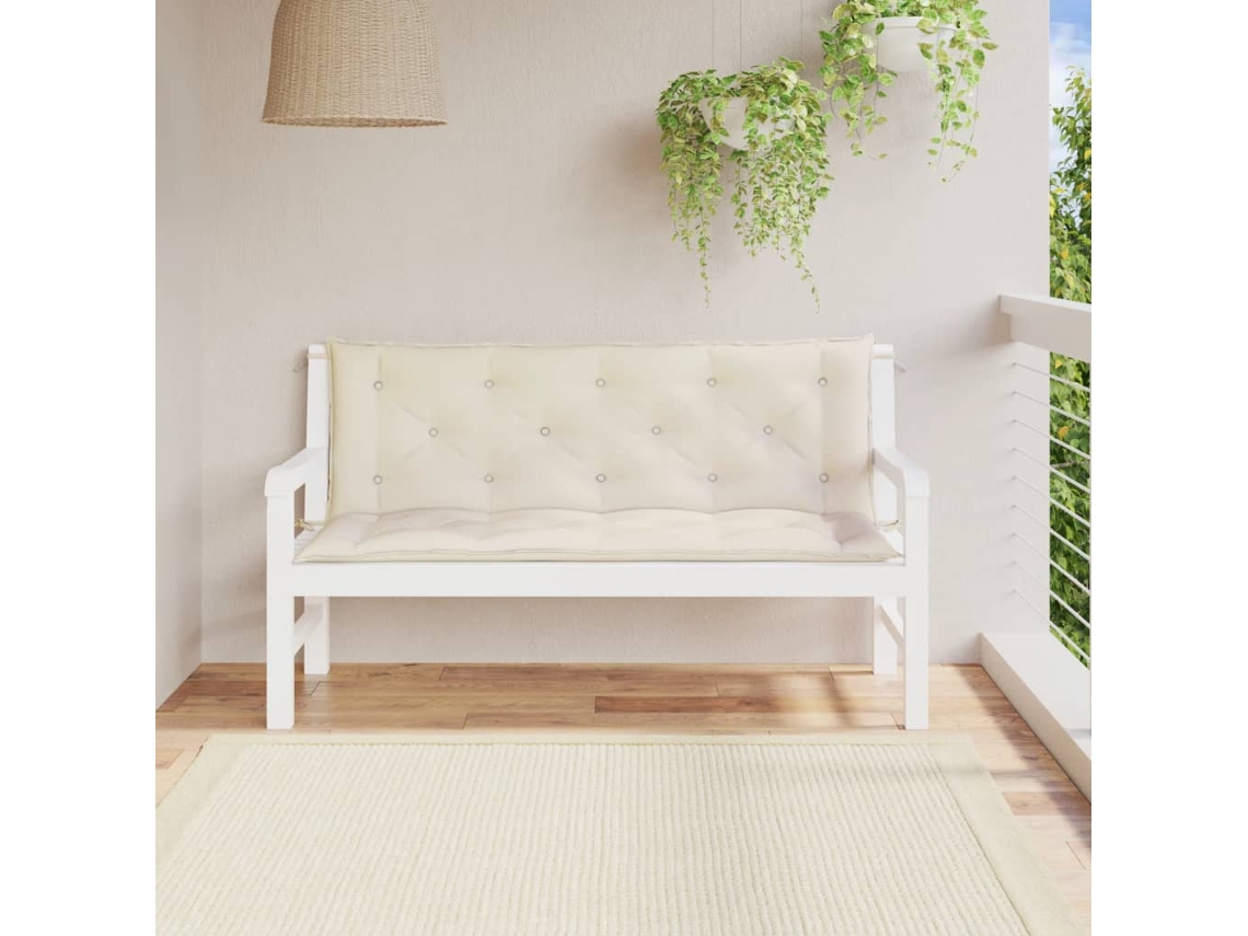 Vidaxl Almofadões Banco Jardim 2 Pcs Tecido Oxford Branco Nata