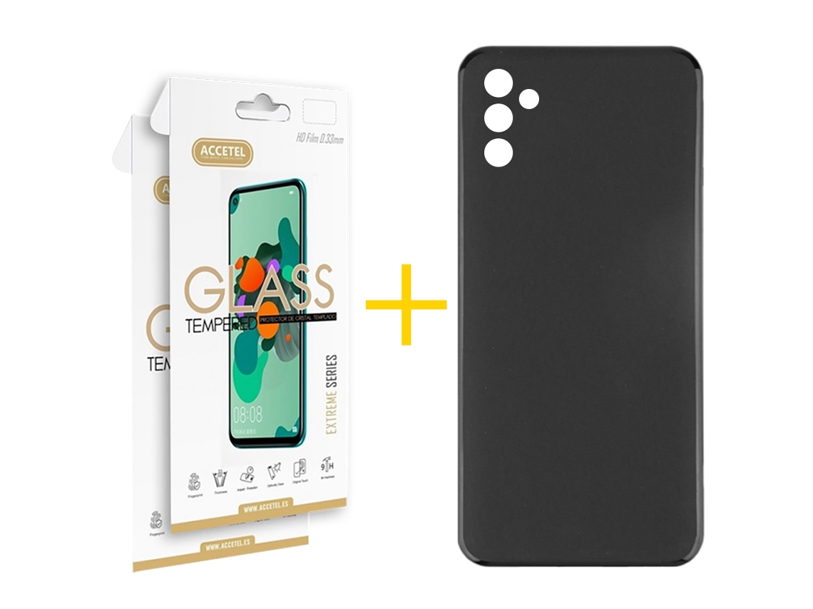 Pack 2 x Película de Vidro Temperado 2.5D + Capa ACCETEL Samsung Galaxy S25 + 5G (PLUS) Silicone Liso Preto