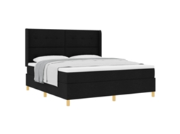Conjunto 1 Cama Box Vidaxl Preto Tecido (180 X 200 Cm)