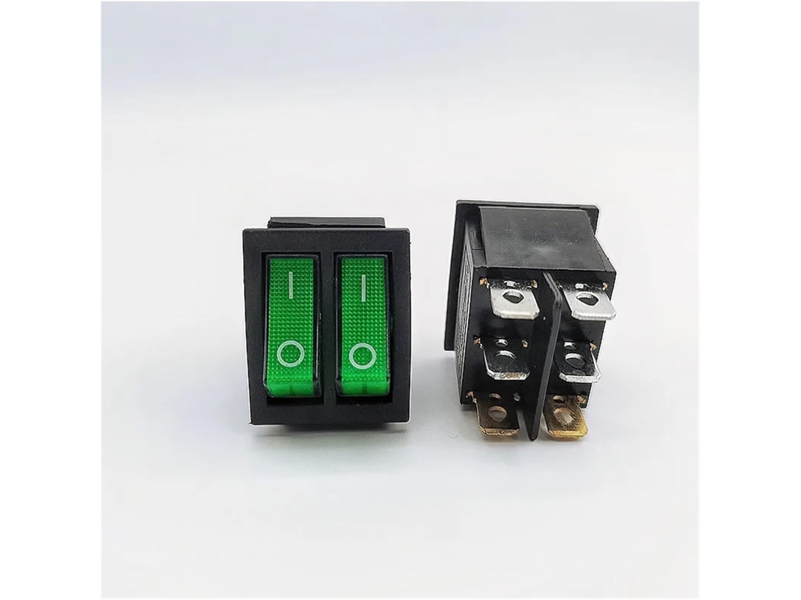 1pcs Kcd8 6pin Verde 16a 250v 20a 125v Interruptor De Luz Duplo Basculante Liga Desliga Kcd6