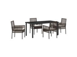 Conjunto de Jantar para Jardim 5 Pcs Castanho Vime Pe MAISON EXCLUSIVE