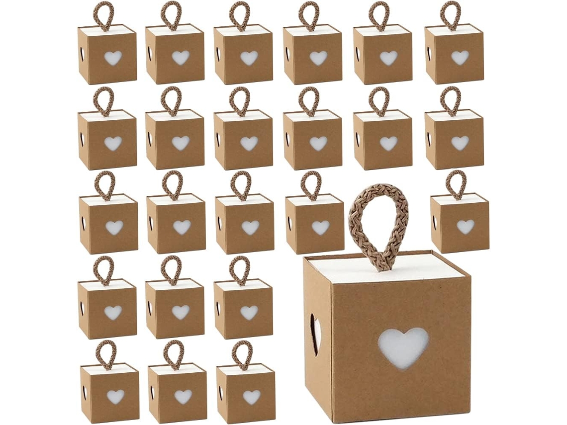 30 Caixas De Presente , Presente De Casamento Aquaforge (exterior Marrom E Interior Branco)