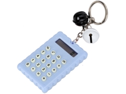 Mini Calculadora Portátil com Forma de Galleta e Chaveiro Azul 8 Dígitos S/MARCA