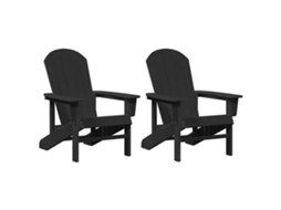 Conjunto 2 Cadeira De Jardim Vidaxl Preto Polietileno (82 X 74 X 92 Cm)