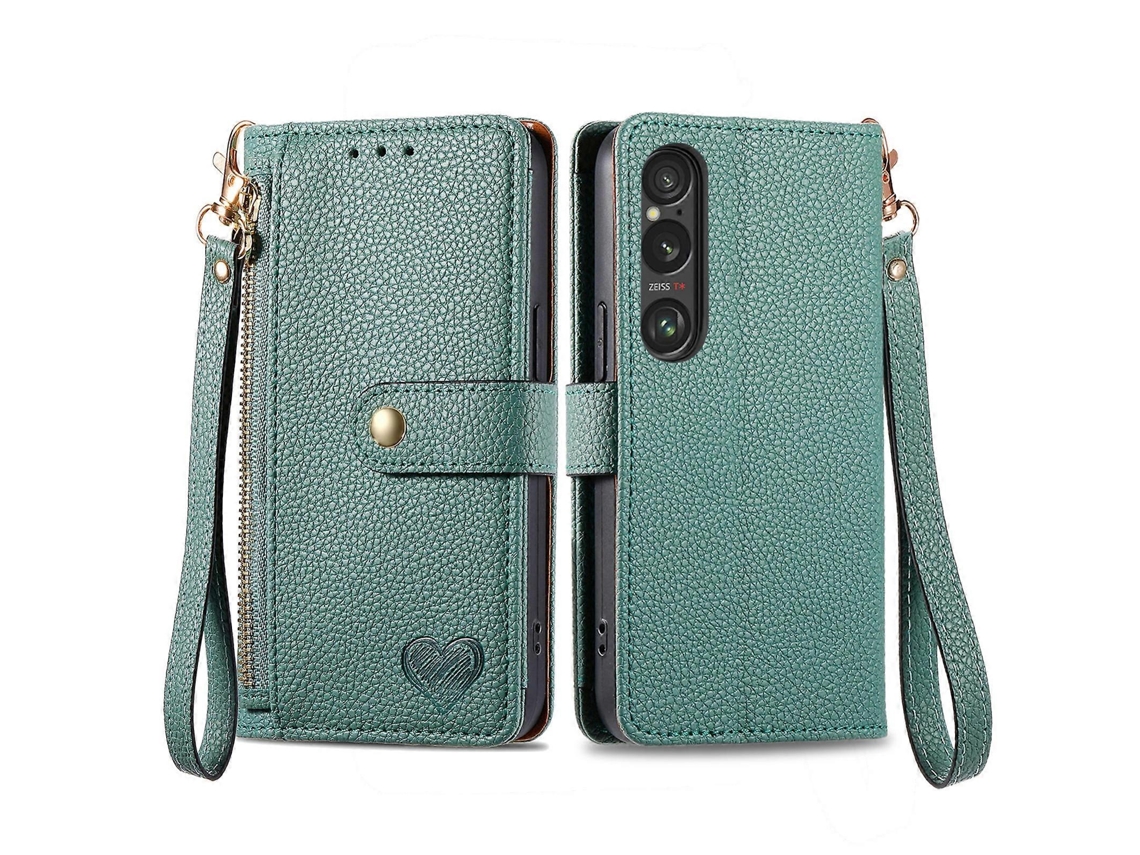 Capa De Couro Para Celular Com Cordão E Zíper Love