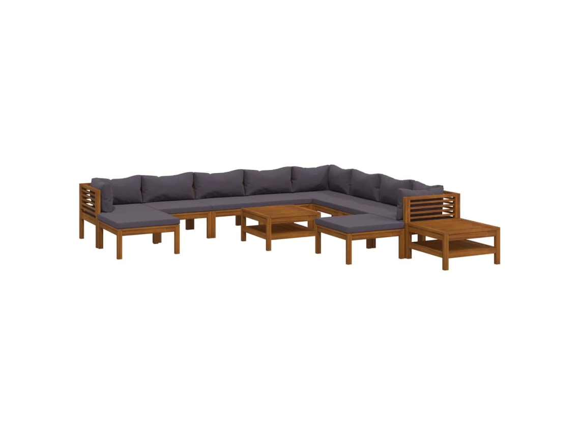 12 Pcs Conjunto Lounge de Jardim com Almofadões Acácia Maciça MAISON EXCLUSIVE