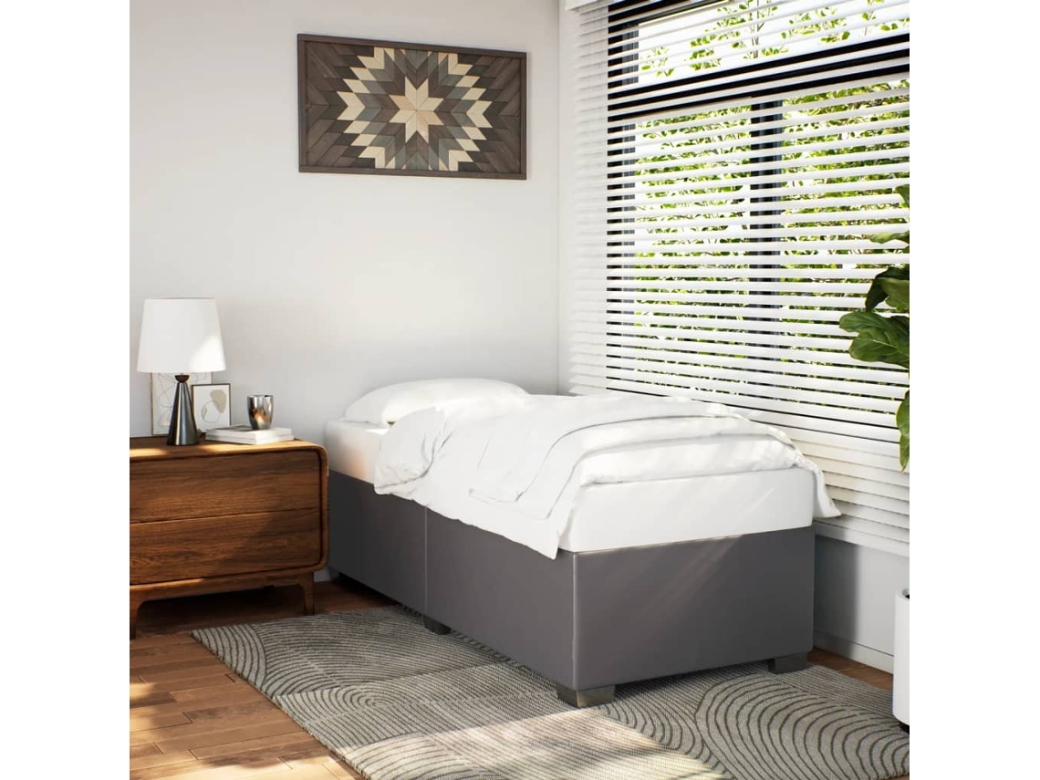 Vidaxl Estrutura De Cama 100x200 Cm Couro Artificial Cinzento